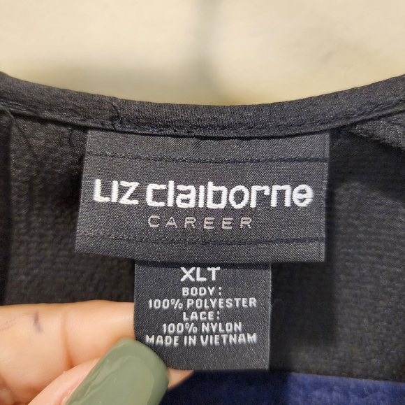 Liz Clairbone Black Satin Long.sleeves Blouse size XL - Picture 3 of 10